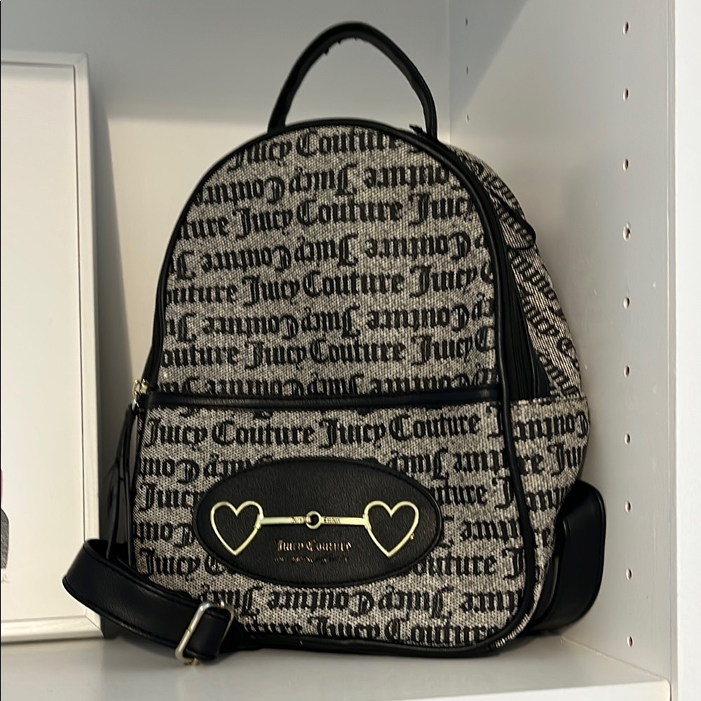 Juicy Couture Black and Gray Signature Print Backpack